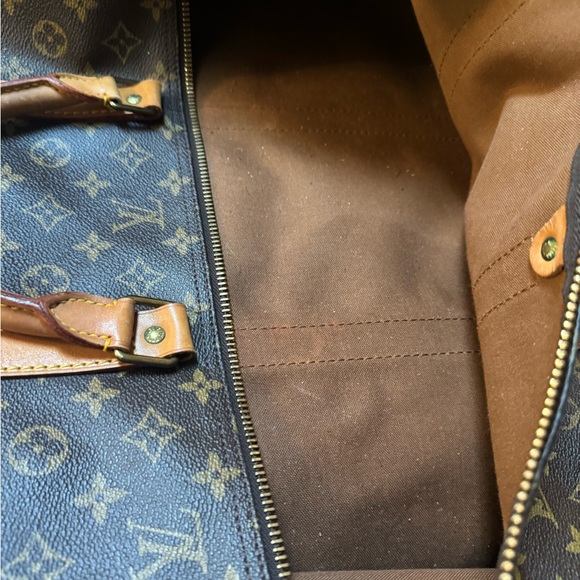AUTHENTIC Louis Vuitton  Monogram Canvas Brown Keepall 60 Bandouliere Bag- EUC - Picture 10 of 14